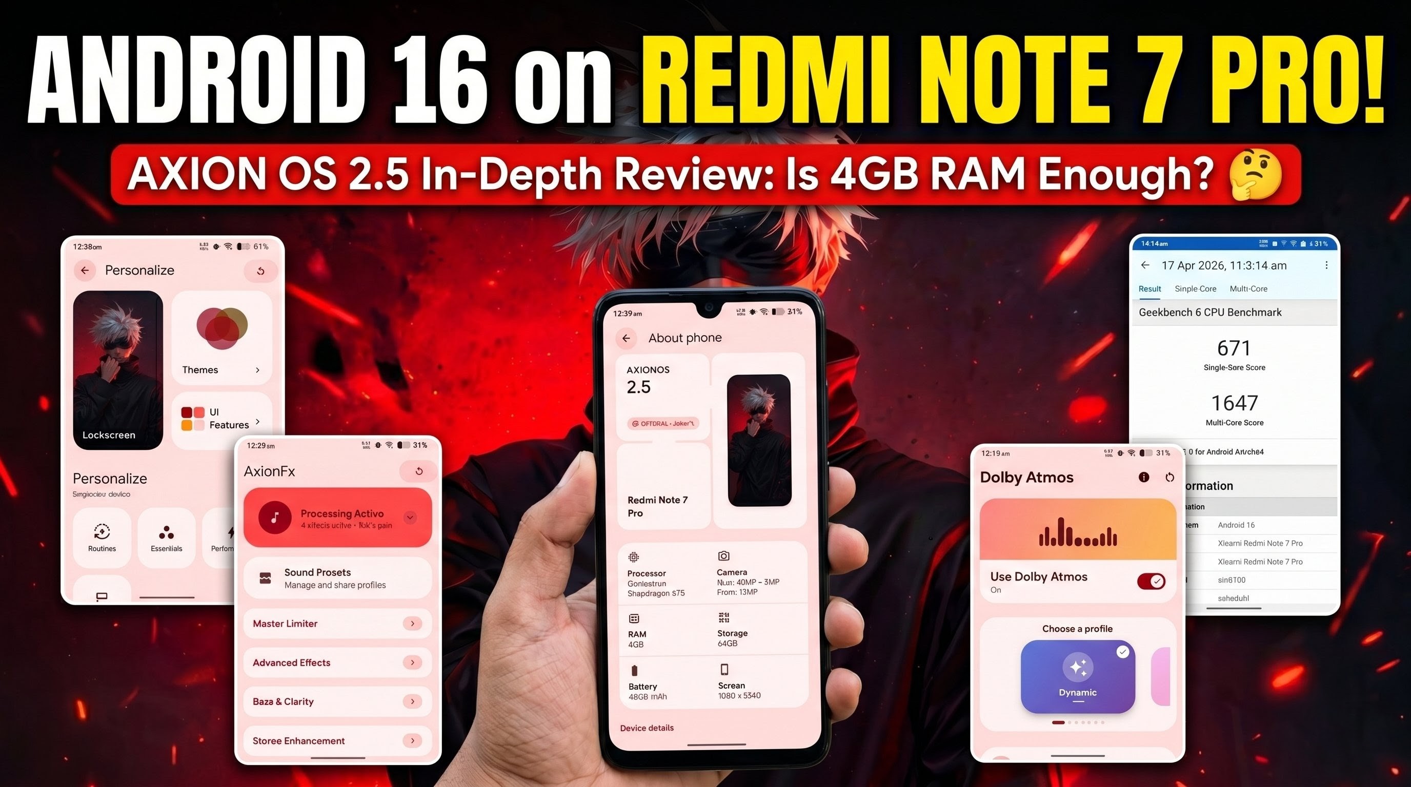 Axion OS 2.5 on Redmi Note 7 Pro: Android 16 QPR2 Experience and In-Depth Performance Review