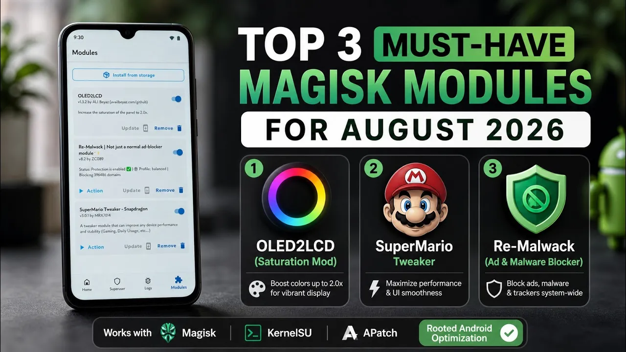 Three Magisk Modules to Customize Android: OLED2LCD, Re-Malwack and SuperMario Tweaker