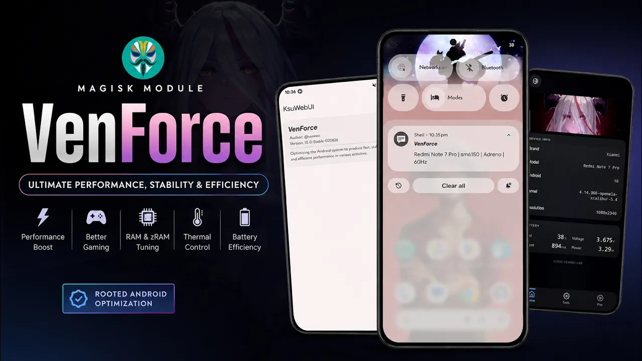 VenForce Android Module: Performance Profiles, CPU Tweaks and WebUI Configuration
